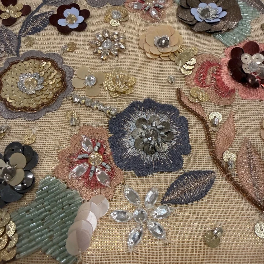 Floral Embellished with embroidery and sequins jewelry organizer